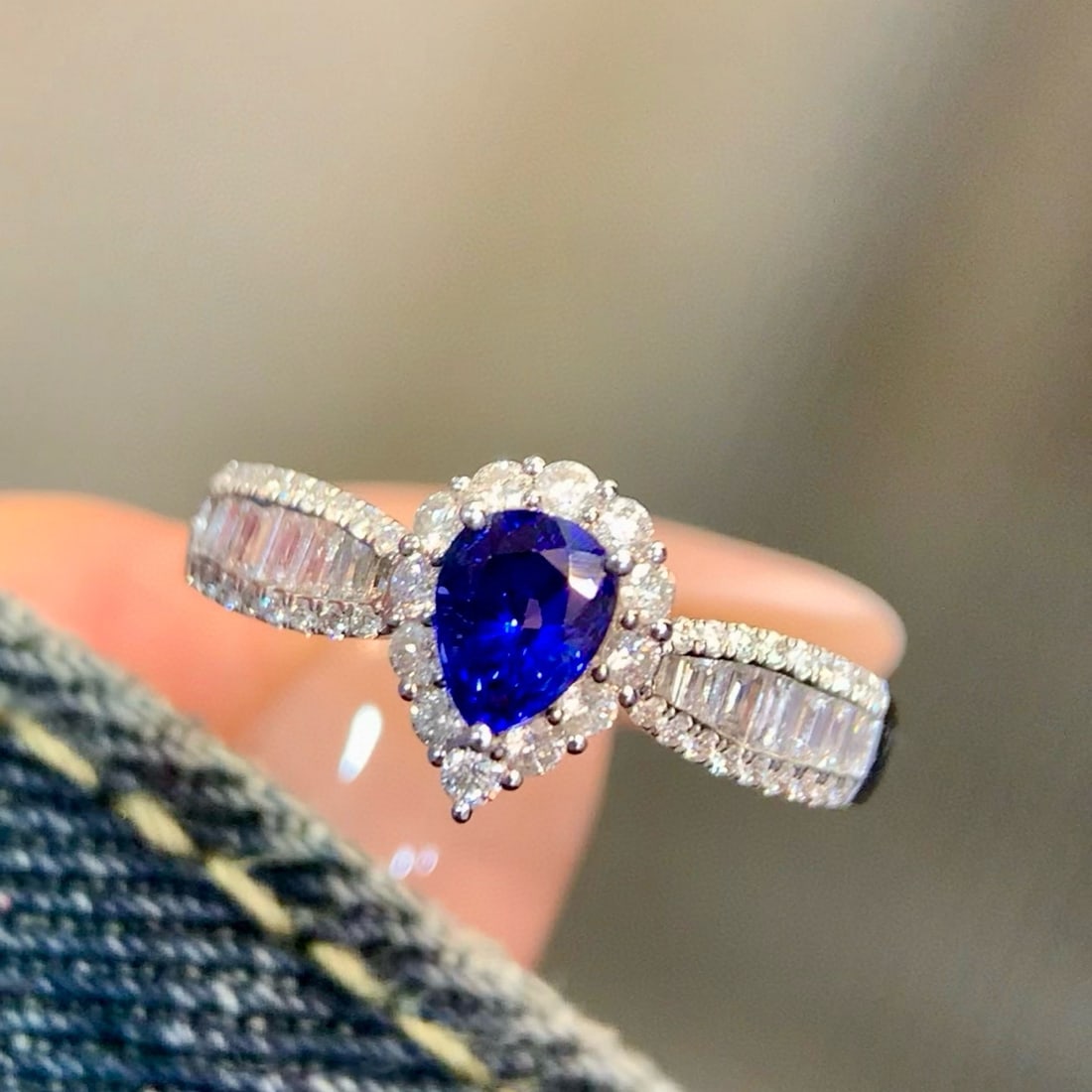 14k Gold 1.17 Ctw Natural Sapphire & Diamond Ring - 4