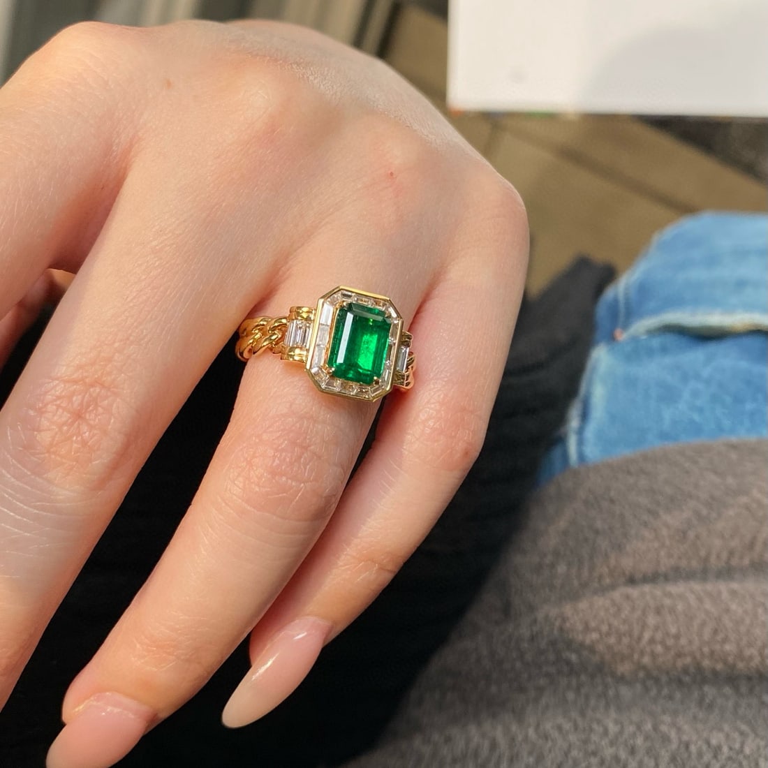 14k Gold 2.01 Ctw Vivid Green Natural Emerald & Diamond Ring - 5