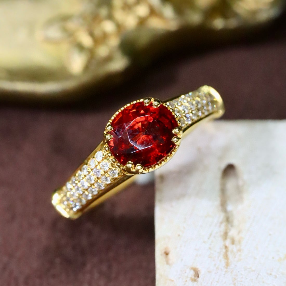 14k Gold 1.59 Ctw Natural Spessartine & Diamond Ring (1 of 7)