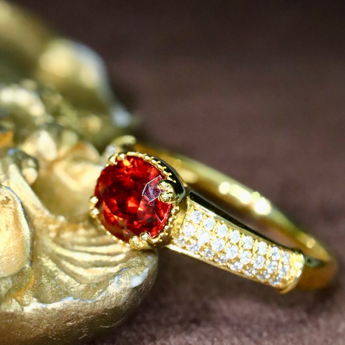 14k Gold 1.59 Ctw Natural Spessartine & Diamond Ring - 4