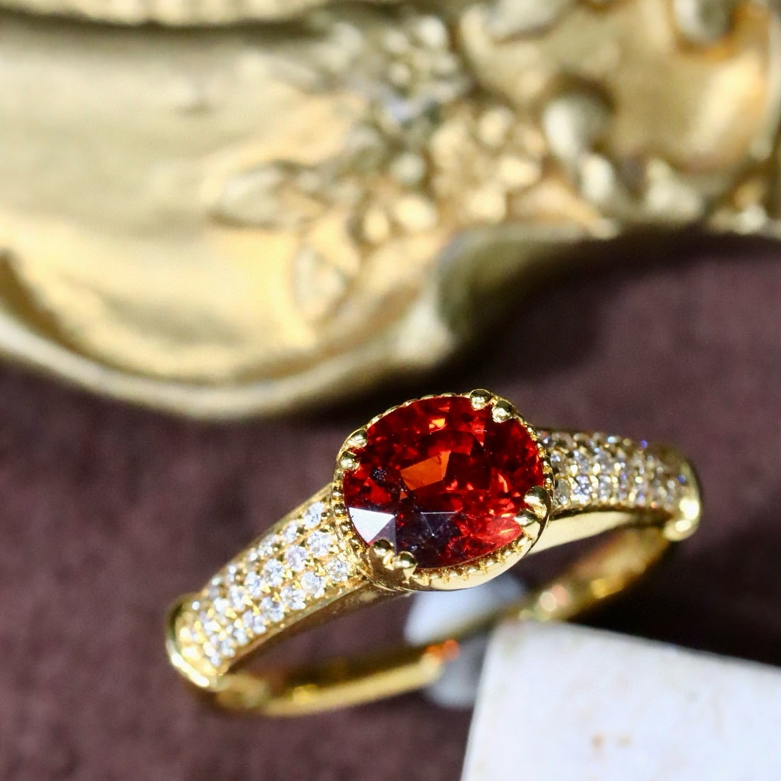 14k Gold 1.59 Ctw Natural Spessartine & Diamond Ring - 6