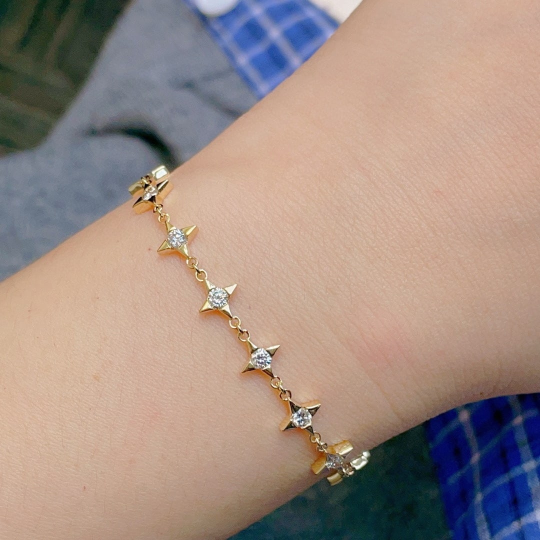 14k Gold 1.15 Ct Natural H Diamond Bracelet - 6