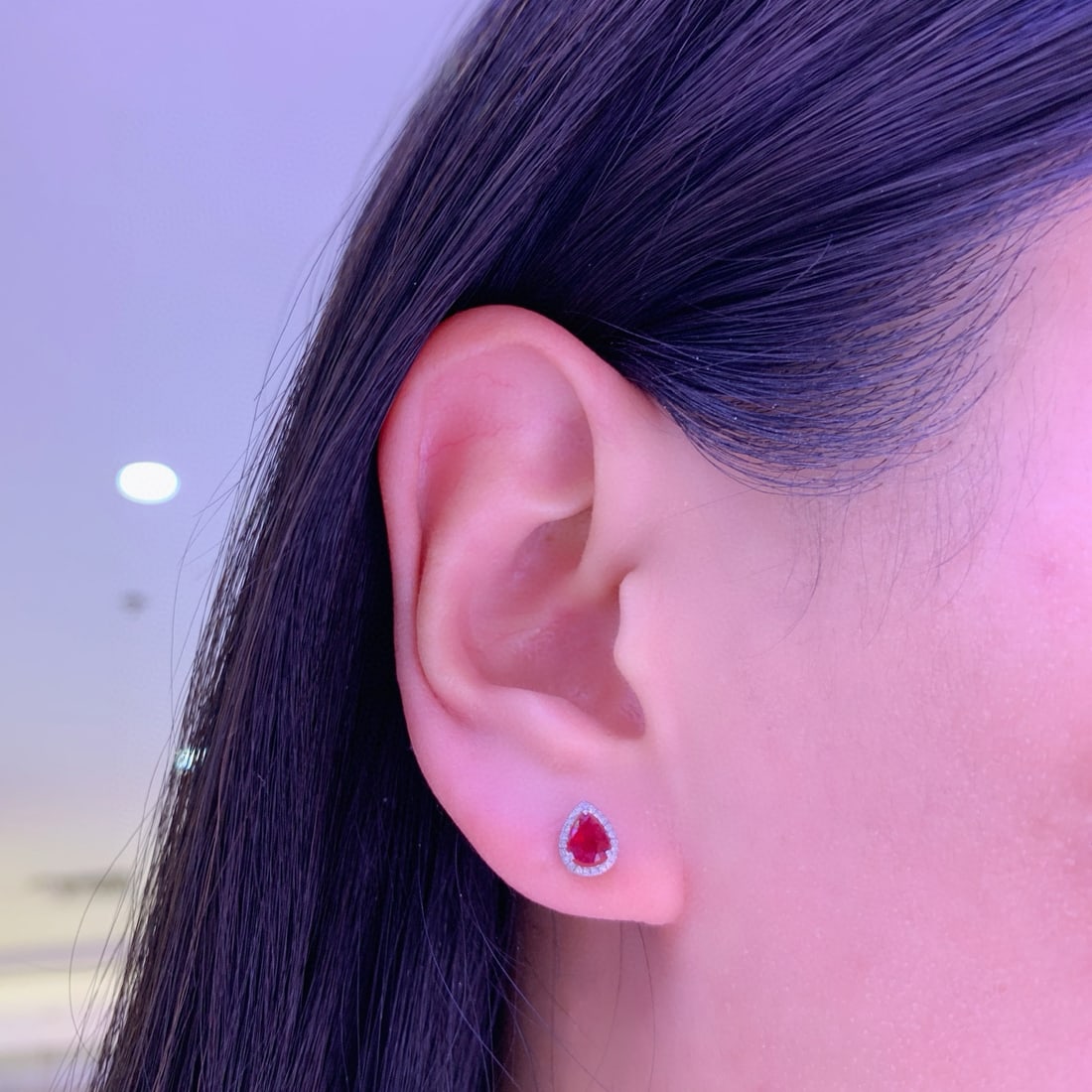 14k Gold 0.85 Ct Natural Ruby & Diamond Earrings - 9