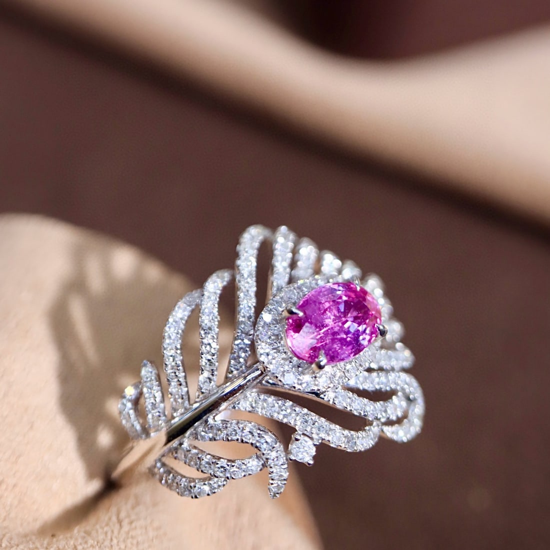 14k Gold 1.21 Ctw Natural Padparadscha Sapphire & Diamond Ring - 3