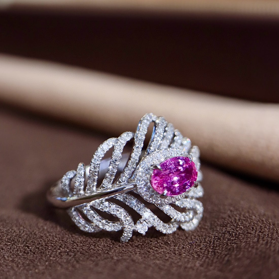 14k Gold 1.21 Ctw Natural Padparadscha Sapphire & Diamond Ring - 6