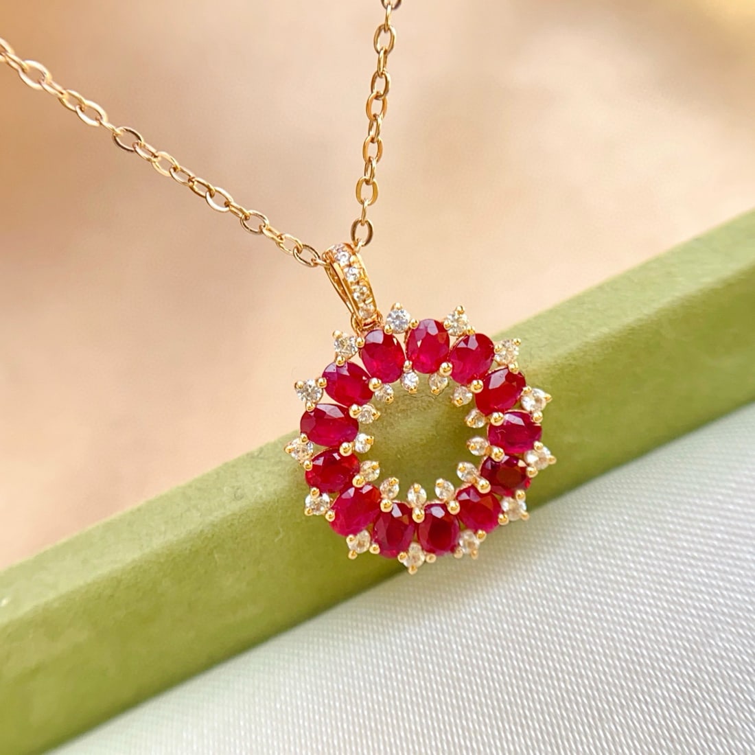 14k Gold 1.60 Ct Natural Ruby & Sapphire Pendant( Without Chain ) - 4