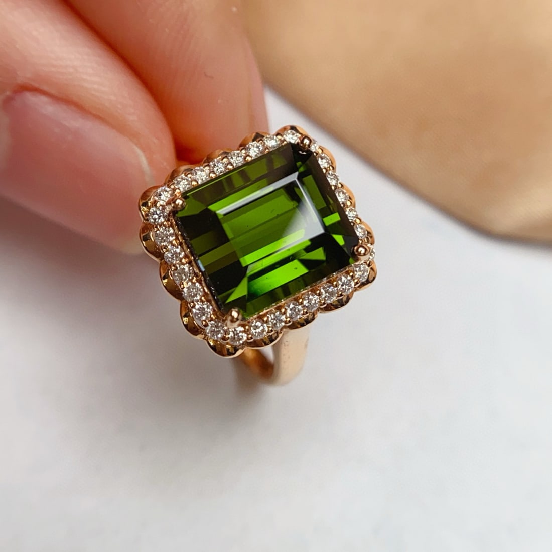 14k Gold 6.10 Ct Natural Tourmaline & Diamond Ring - 5