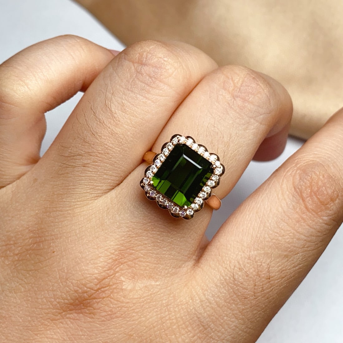 14k Gold 6.10 Ct Natural Tourmaline & Diamond Ring - 6