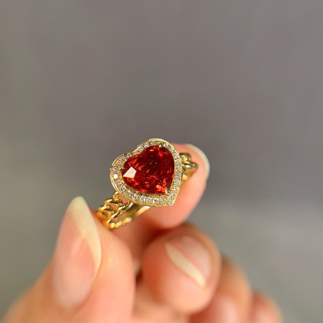 14k Gold 2.37 Ctw Natural Spessartine & Diamond Ring - 2