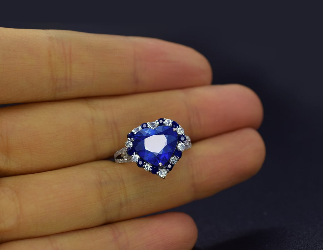 14k Gold 3.78 Ctw Natural Sapphire & Diamond Ring - 3