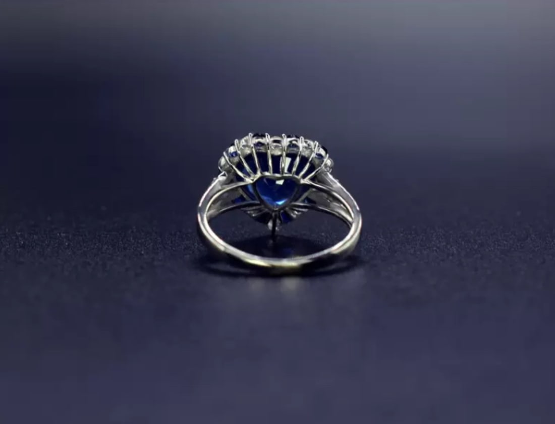 14k Gold 3.78 Ctw Natural Sapphire & Diamond Ring - 4