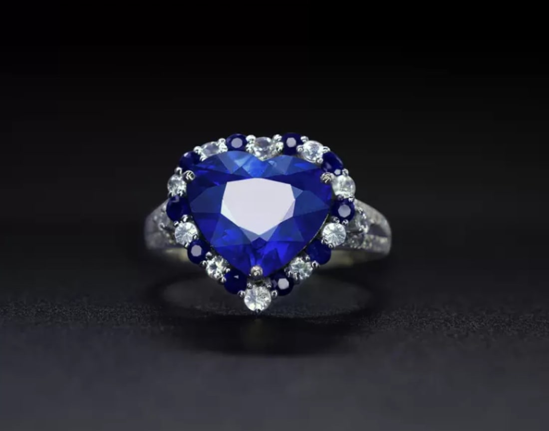 14k Gold 3.78 Ctw Natural Sapphire & Diamond Ring - 5