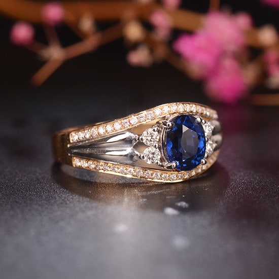 14k Gold 1.47 Ctw Natural Sapphire & Diamond Ring - 2