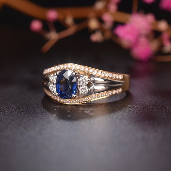 14k Gold 1.47 Ctw Natural Sapphire & Diamond Ring - 3