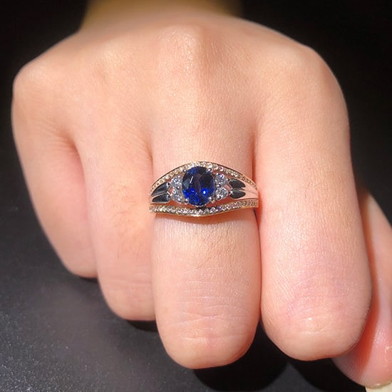 14k Gold 1.47 Ctw Natural Sapphire & Diamond Ring - 5