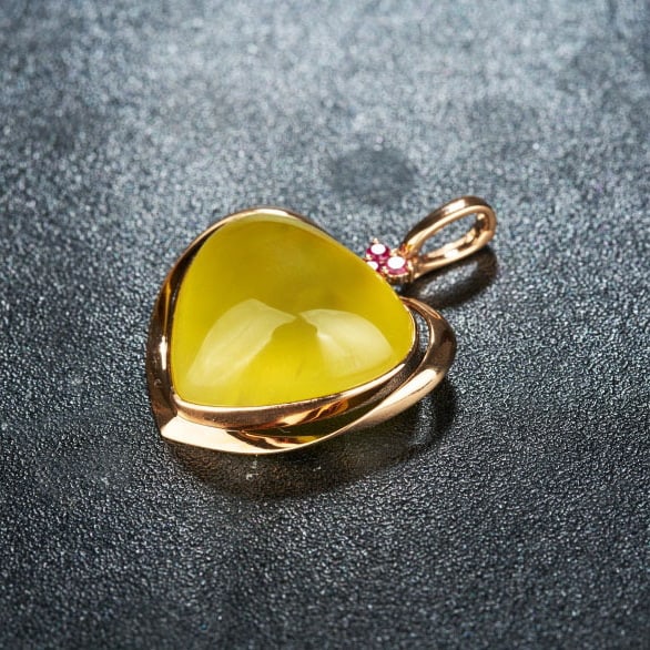 14k Gold 30.58 Ct Natural Prehnite & Ruby Pendant( Without Chain ) - 6