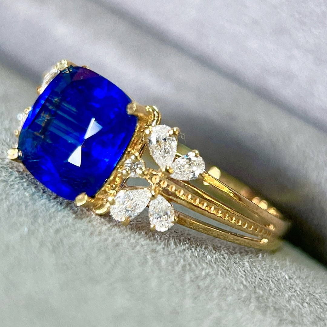 14k Gold 2.69 Ctw Natural Sapphire & Diamond Ring - 2