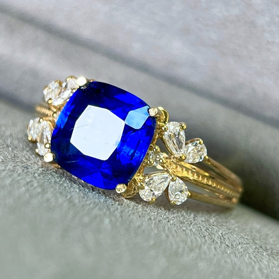 14k Gold 2.69 Ctw Natural Sapphire & Diamond Ring - 3