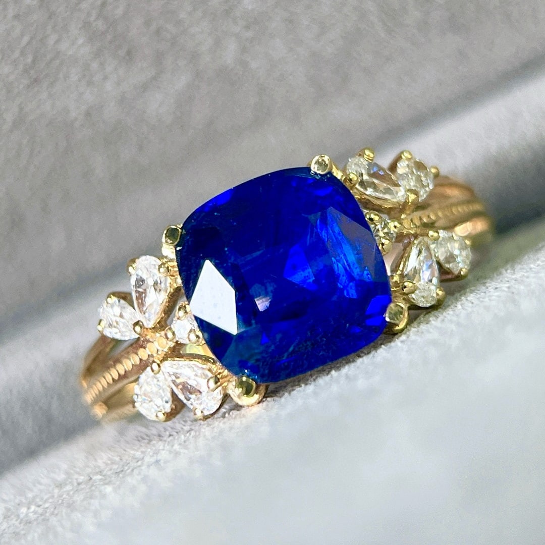 14k Gold 2.69 Ctw Natural Sapphire & Diamond Ring - 5