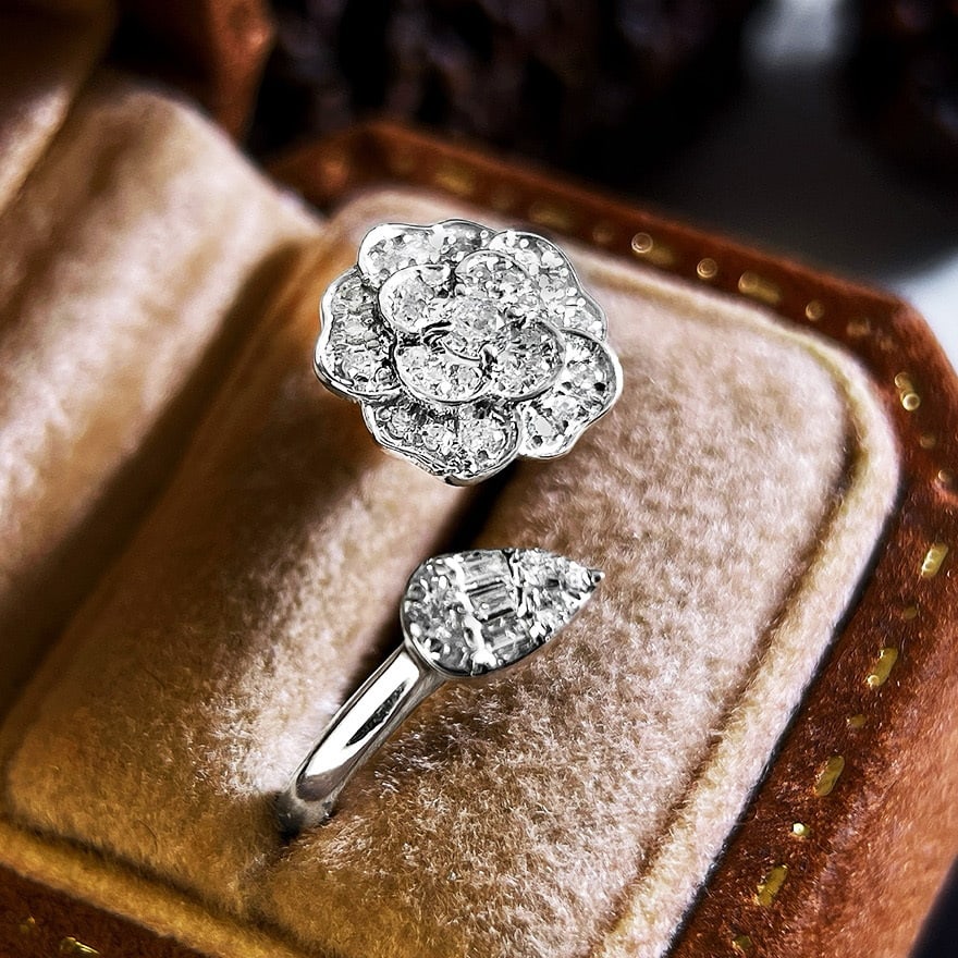 14k Gold 0.3 Ct Natural H Diamond Ring - 4