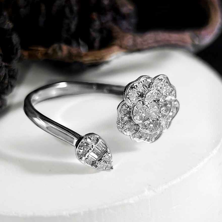 14k Gold 0.3 Ct Natural H Diamond Ring - 5