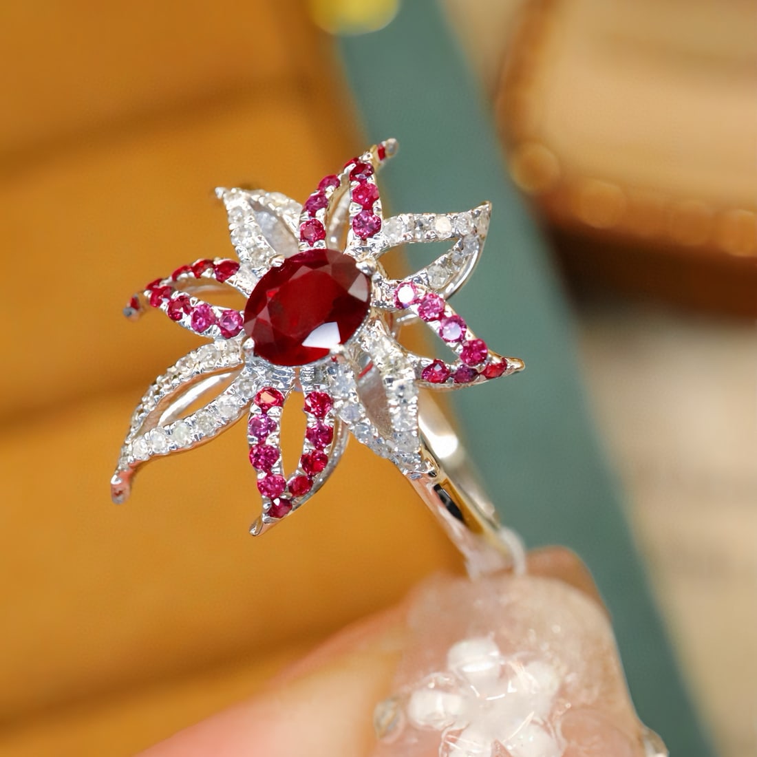 14k Gold 0.58 Ctw Natural Ruby & Diamond Ring - 2
