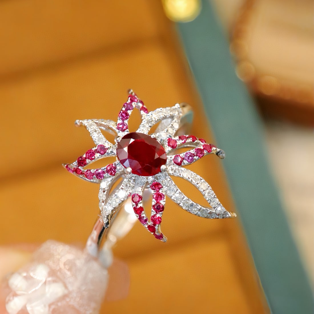 14k Gold 0.58 Ctw Natural Ruby & Diamond Ring - 3