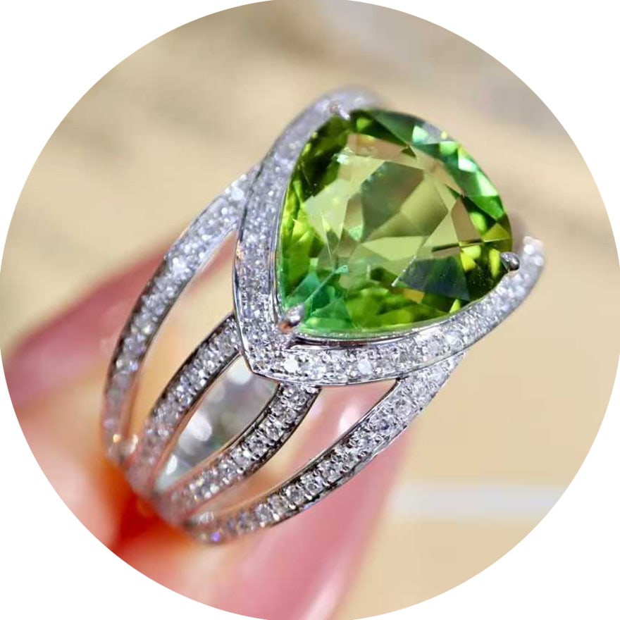 14k Gold 4.58 Ctw Natural Tourmaline & Diamond Ring - 2