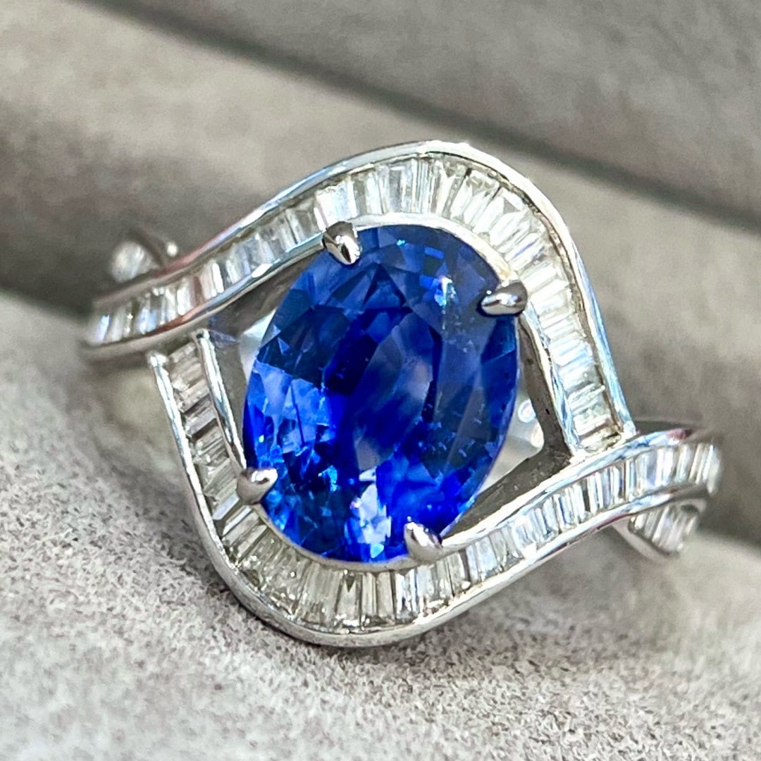 14k Gold 3.39 Ctw Natural Sapphire & Diamond Ring - 3