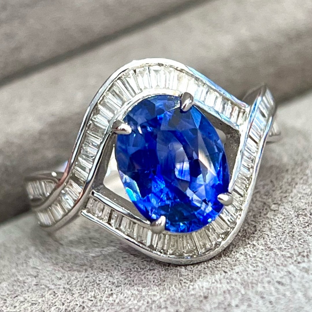 14k Gold 3.39 Ctw Natural Sapphire & Diamond Ring - 5