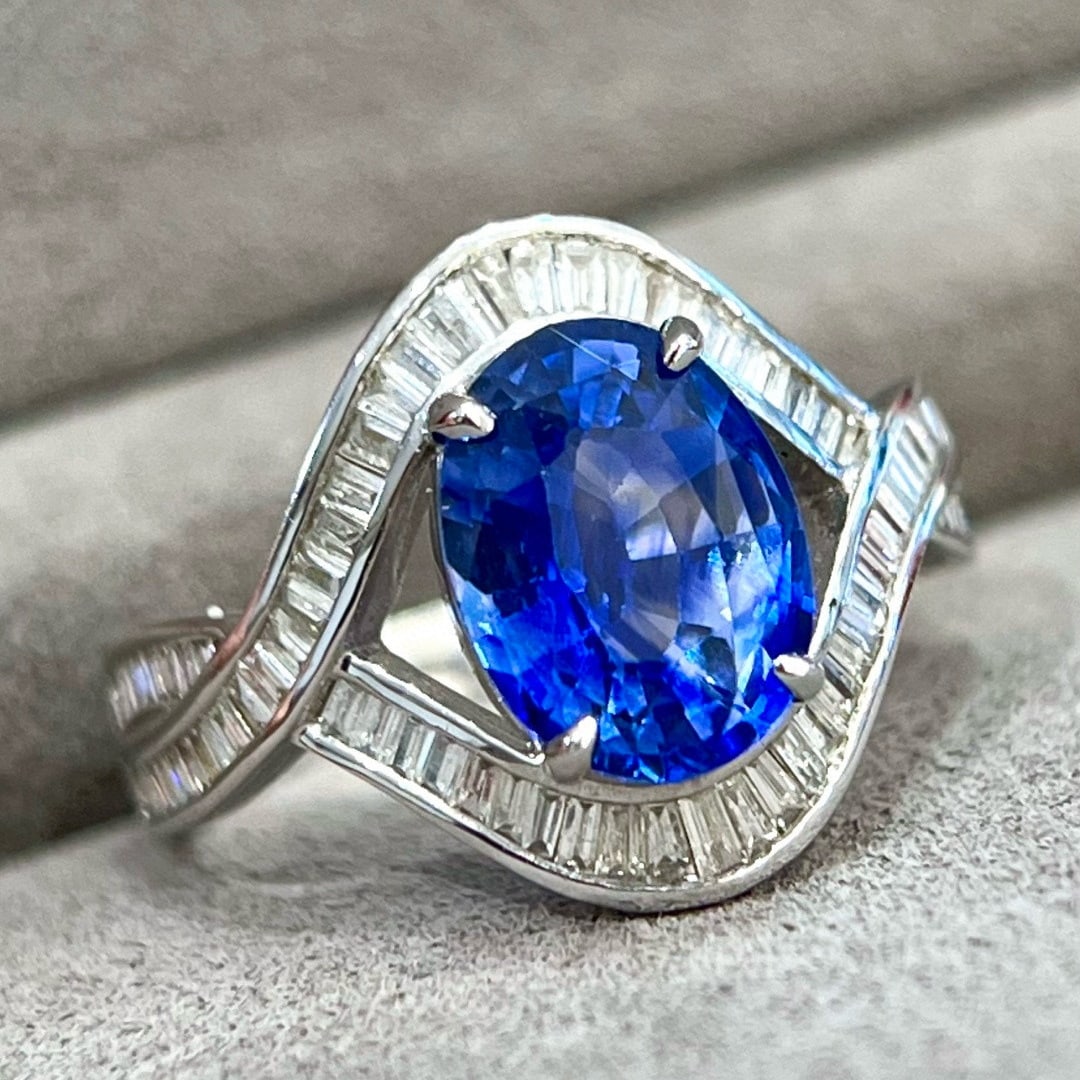 14k Gold 3.39 Ctw Natural Sapphire & Diamond Ring - 6