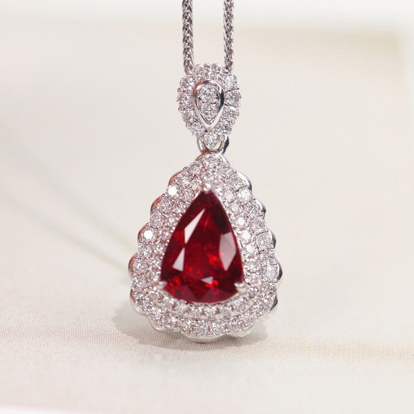 14k Gold 1.73 Ctw Natural Ruby & Diamond Pendant( Without Chain ) - 5