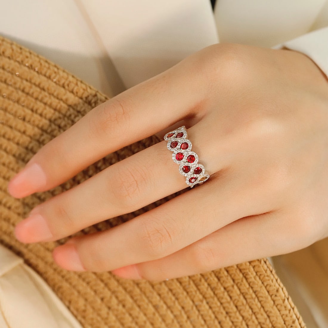 14k Gold 1.16 Ctw Natural Ruby & Diamond Ring - 5