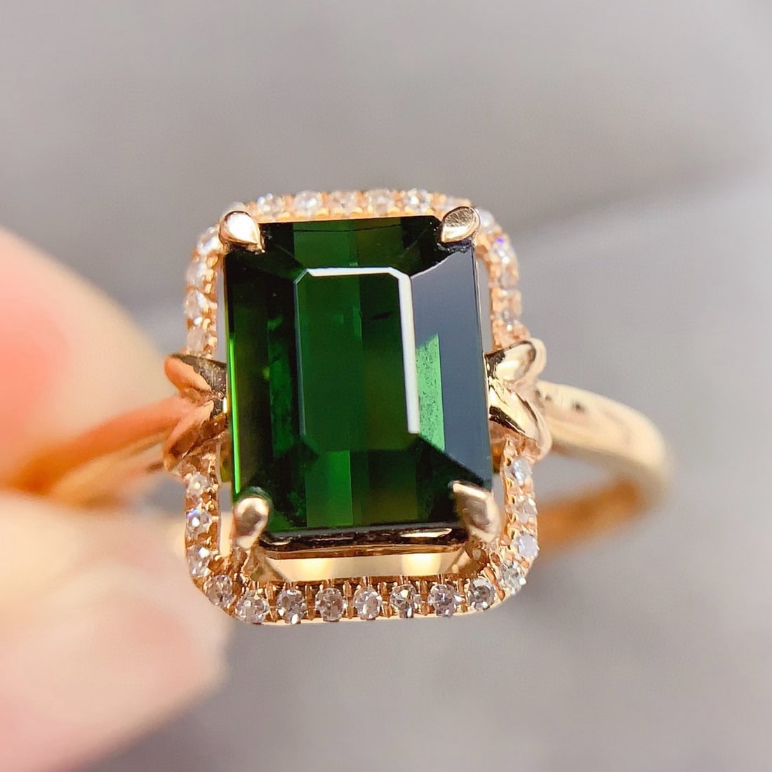 14k Gold 2.2 Ct Natural Tourmaline & Diamond Ring - 2