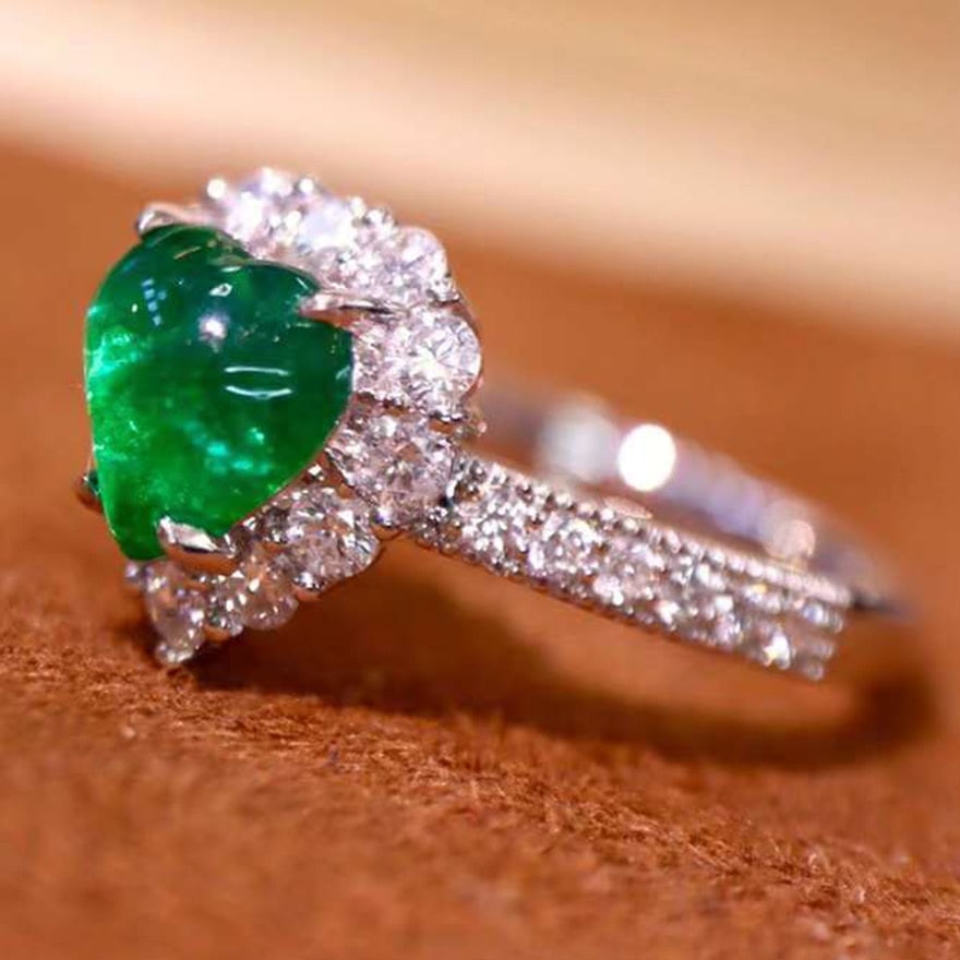 14k Gold 1.84 Ctw Vivid Green Natural Emerald & Diamond Ring - 3