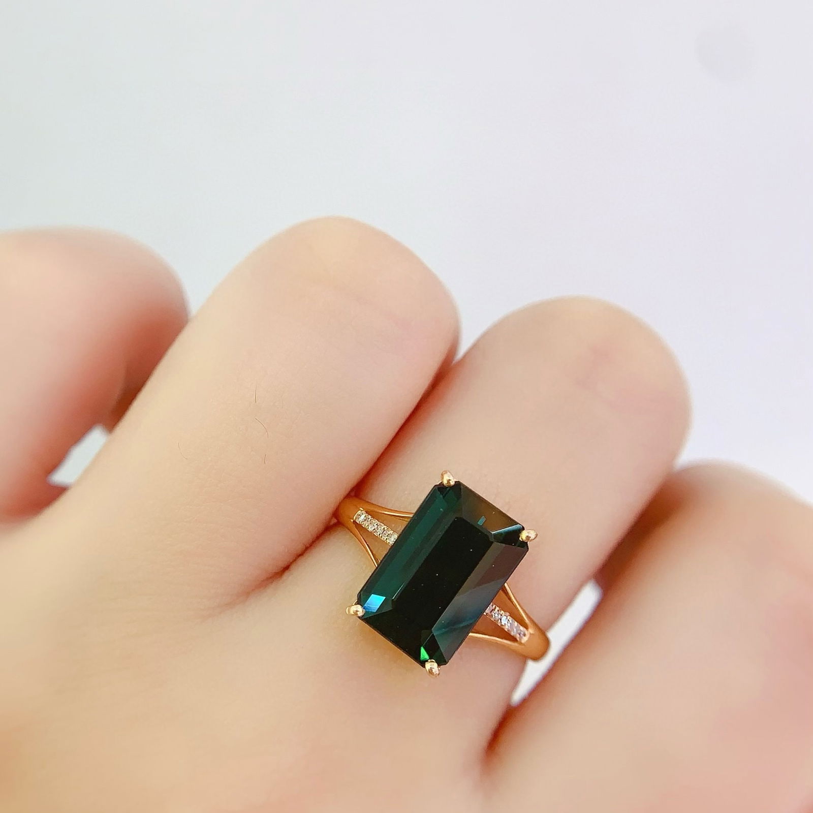 14k Gold 4.25 Ct Natural Tourmaline & Diamond Ring - 5