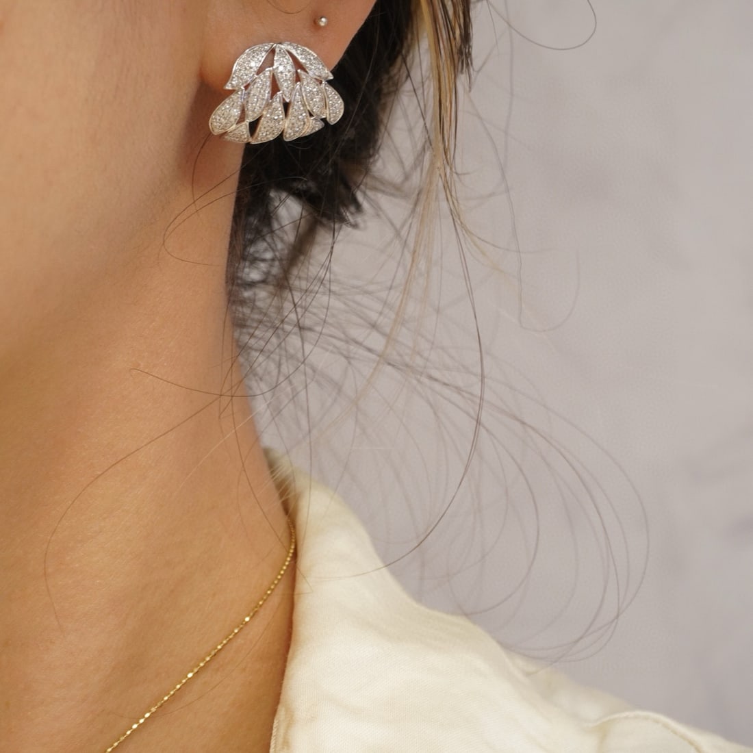 14k Gold 0.9 Ct Natural H Diamond Earrings - 5