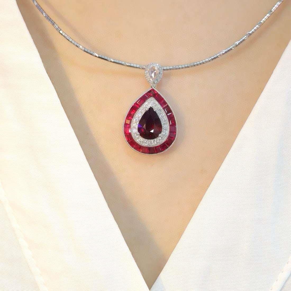 14k Gold 1.62 Ctw Natural Ruby & Diamond Pendant( Without Chain ) - 4