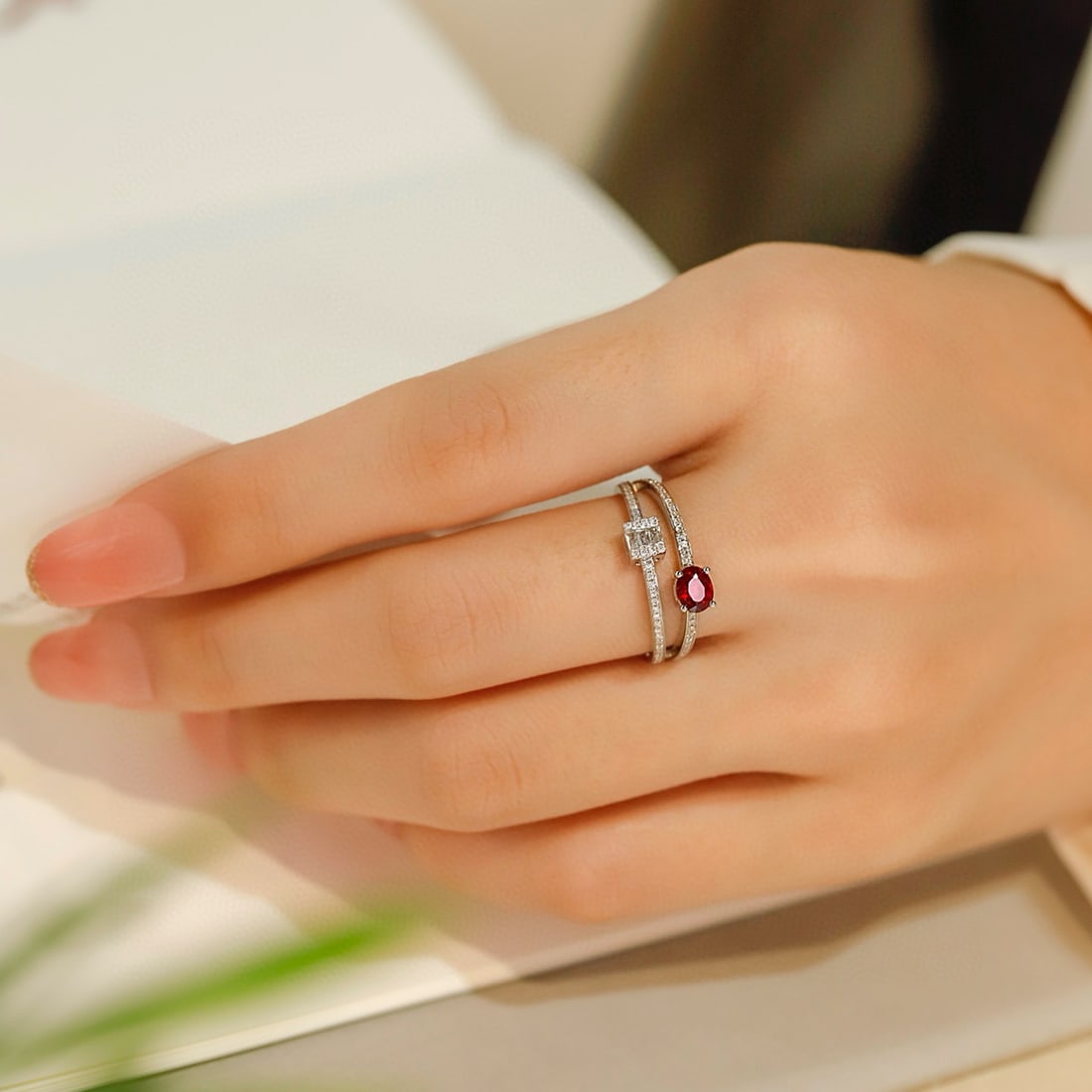 14k Gold 0.57 Ctw Natural Ruby & Diamond Ring - 2