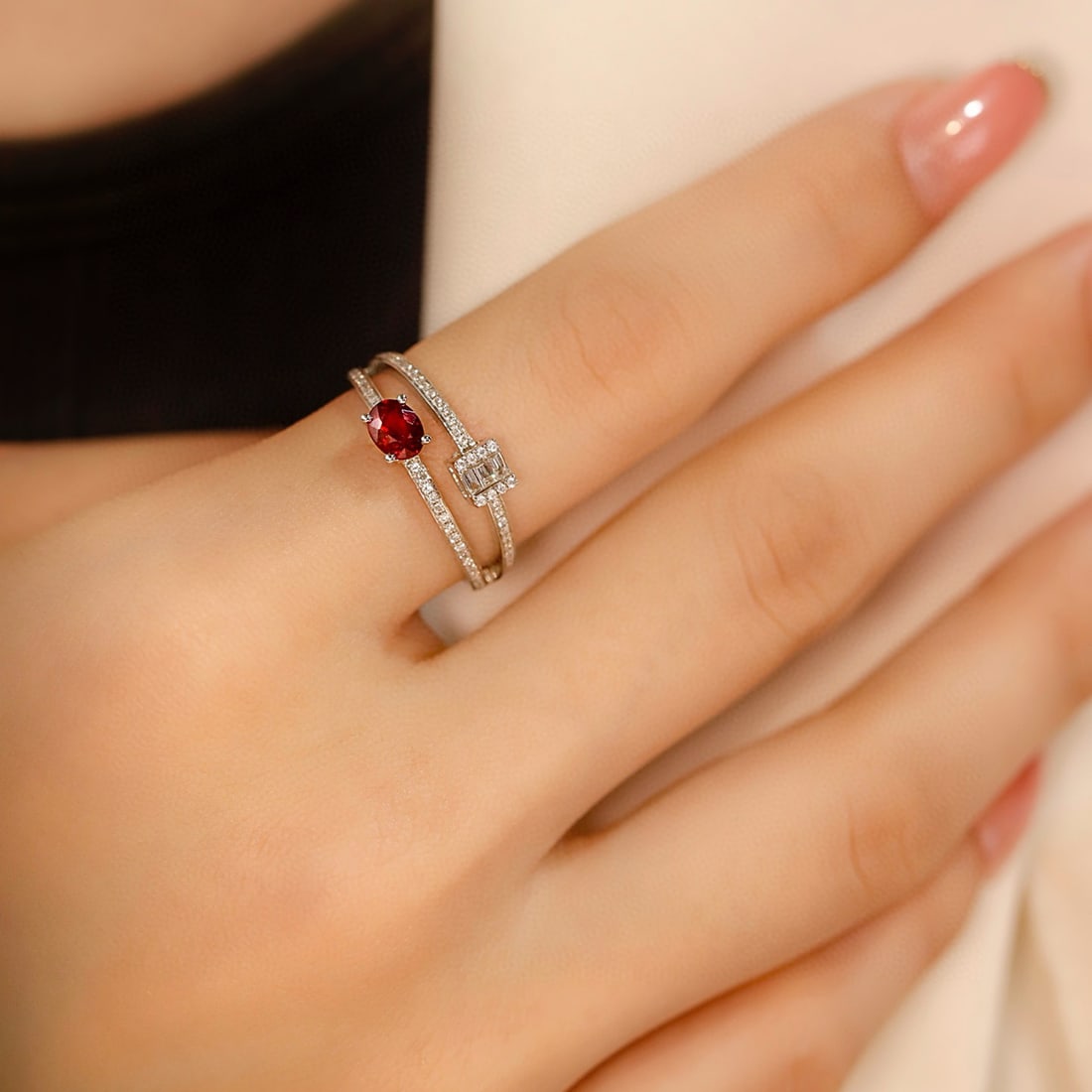 14k Gold 0.57 Ctw Natural Ruby & Diamond Ring - 5