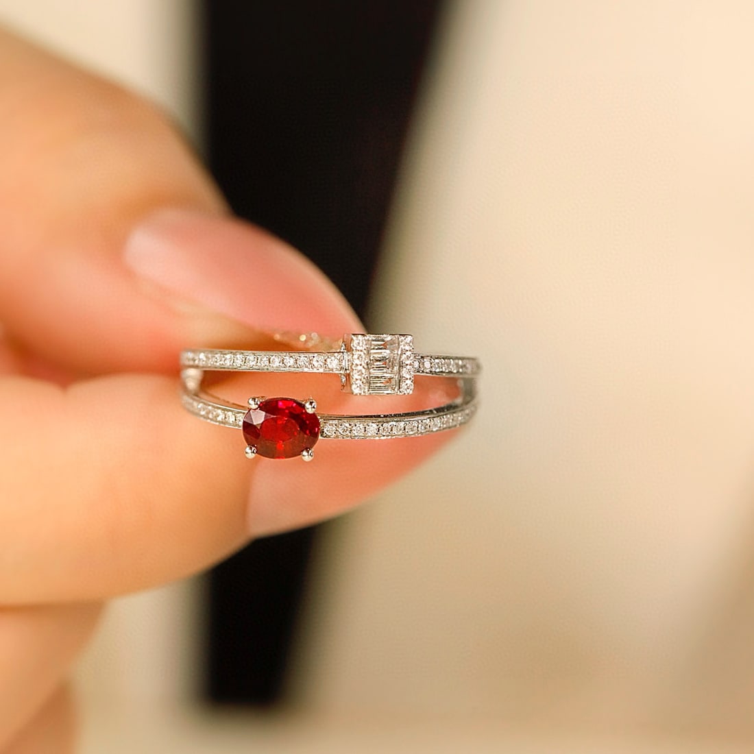 14k Gold 0.57 Ctw Natural Ruby & Diamond Ring - 6
