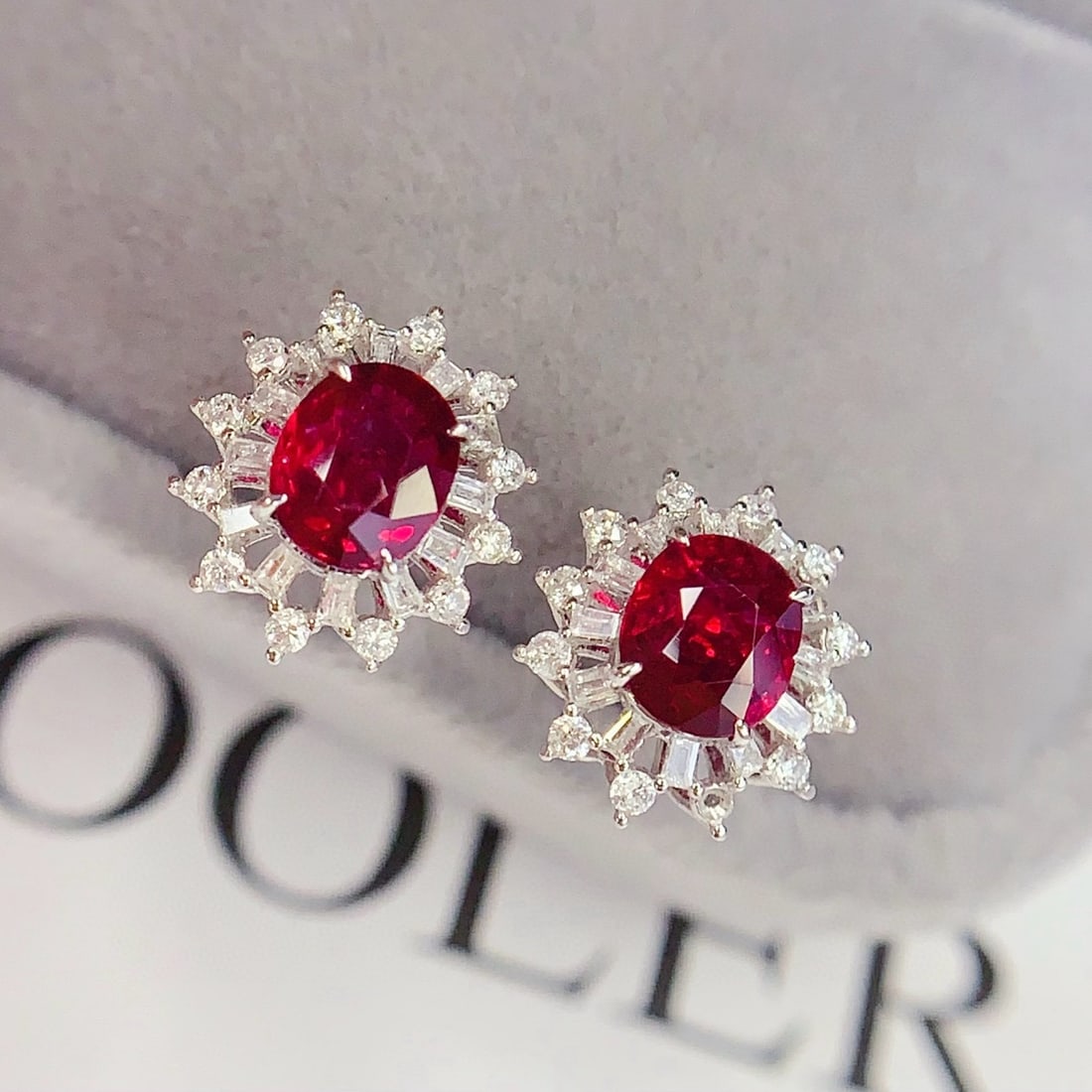 14k Gold 1.6 Ct Vivid Red Natural Ruby & Diamond Earrings - 3