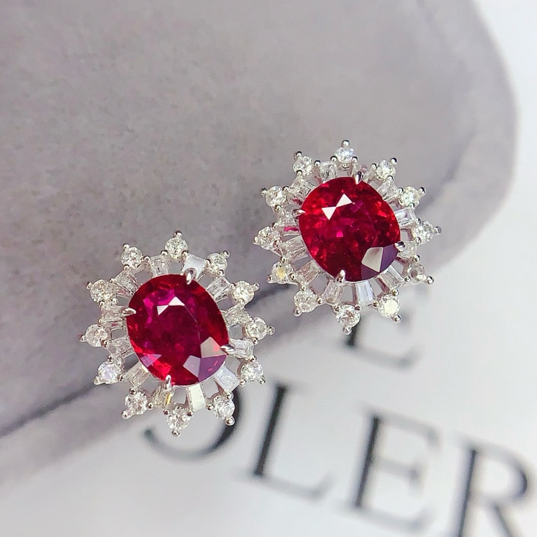 14k Gold 1.6 Ct Vivid Red Natural Ruby & Diamond Earrings - 5