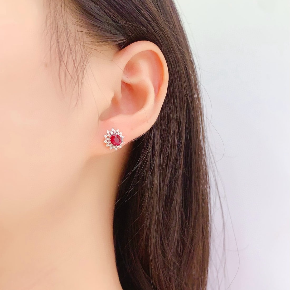 14k Gold 1.6 Ct Vivid Red Natural Ruby & Diamond Earrings - 6