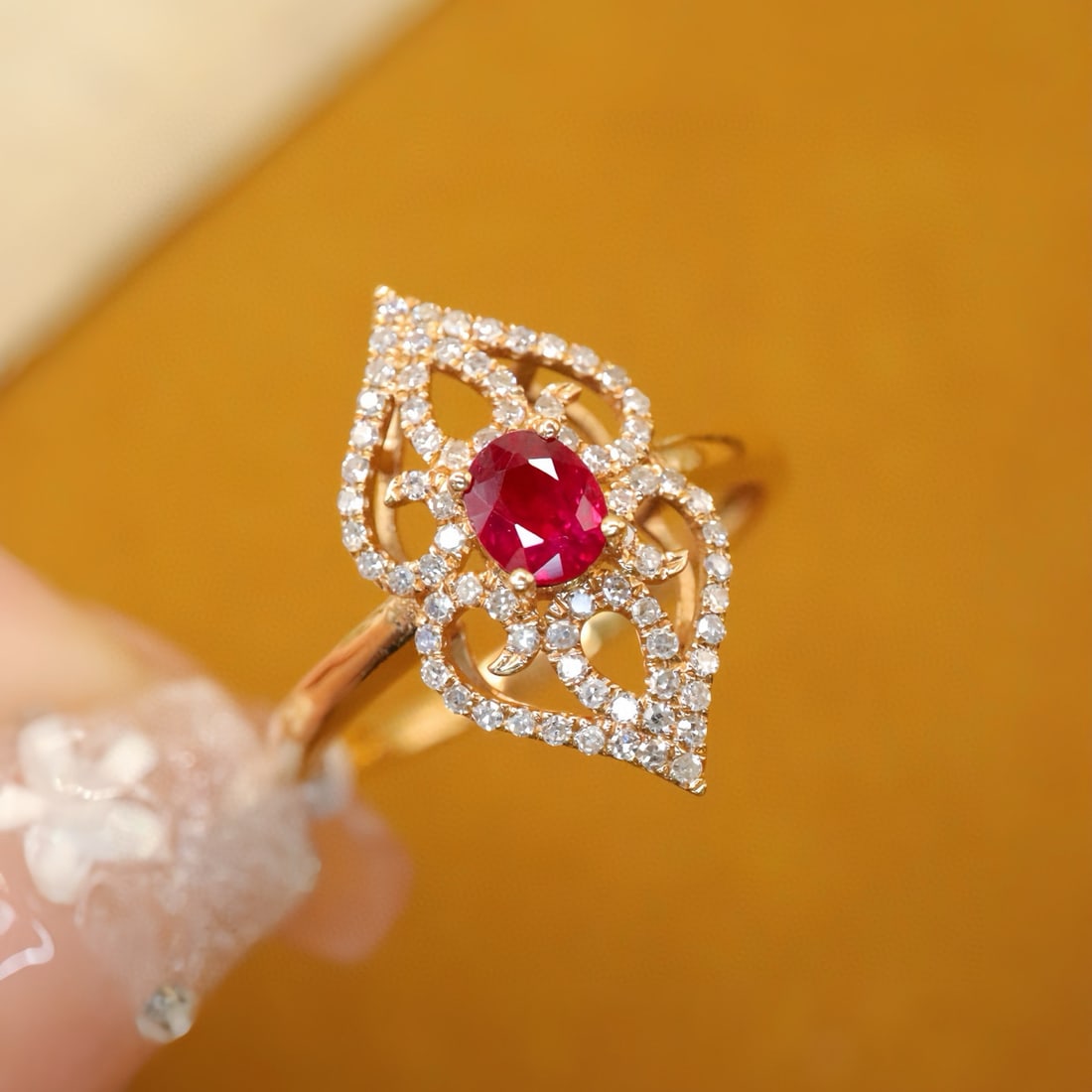 14k Gold 0.62 Ctw Natural Ruby & Diamond Ring - 2