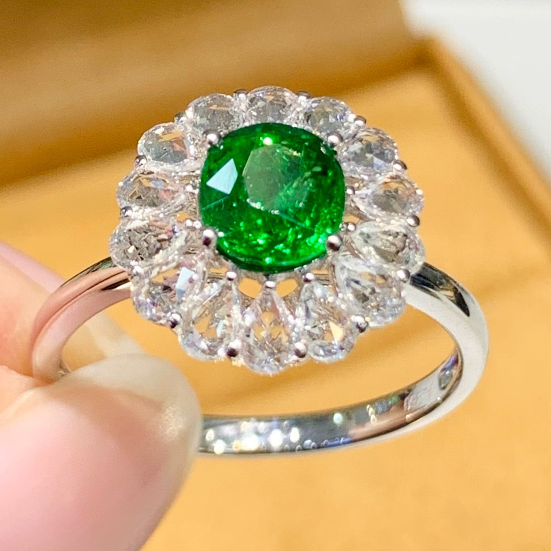 14k Gold 1.1 Ct Natural Tsavorite & Sapphire Ring (1 of 5)
