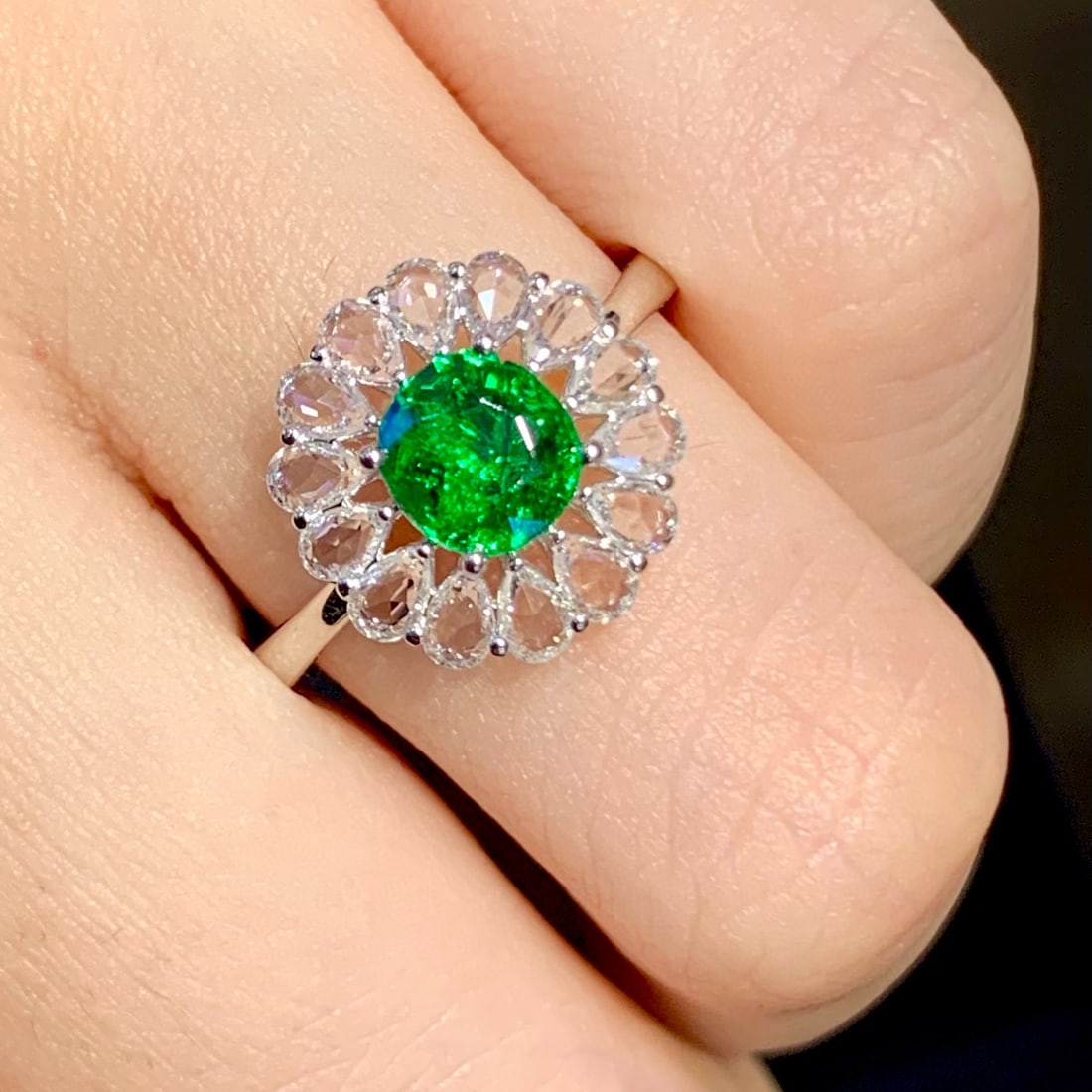 14k Gold 1.1 Ct Natural Tsavorite & Sapphire Ring - 2