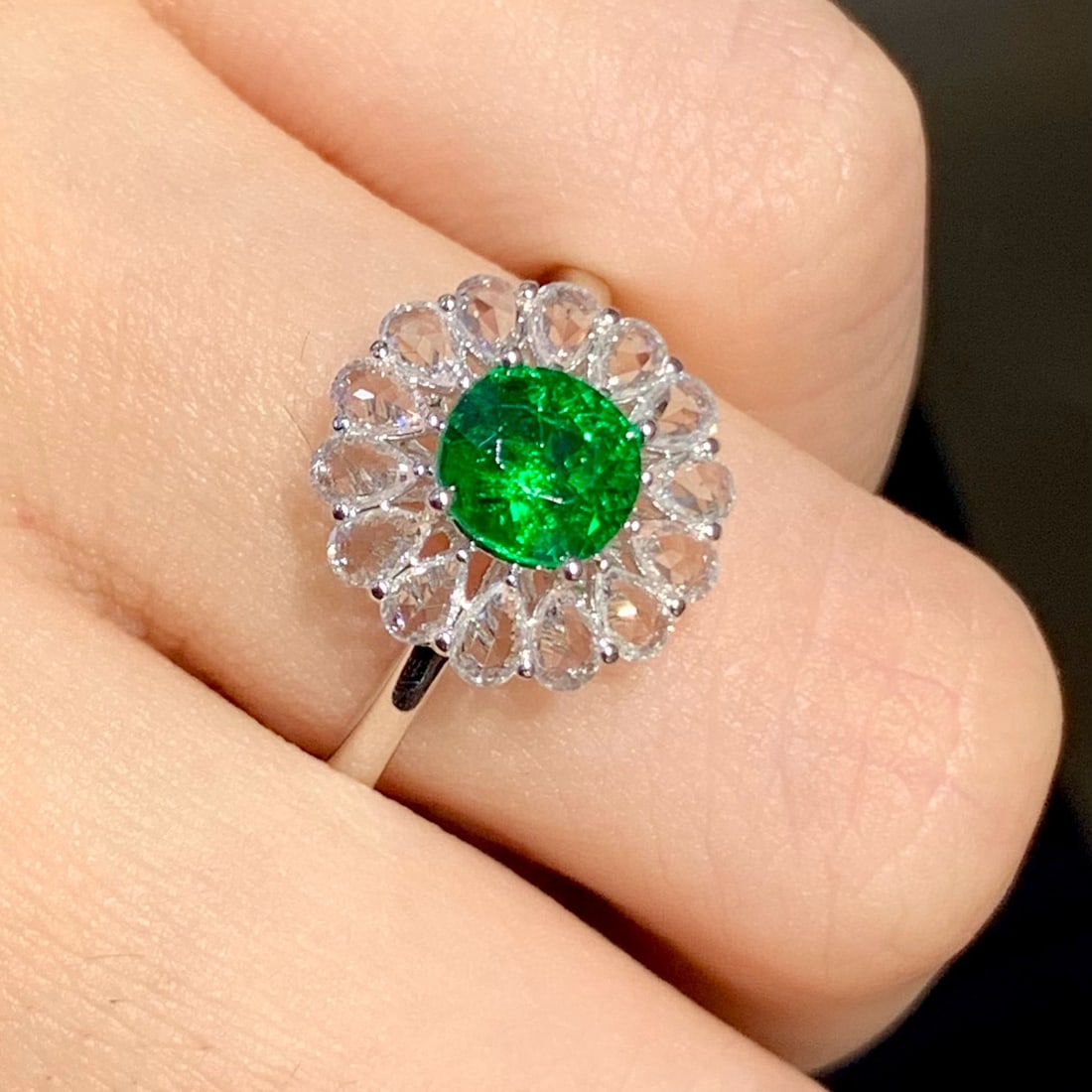 14k Gold 1.1 Ct Natural Tsavorite & Sapphire Ring - 3