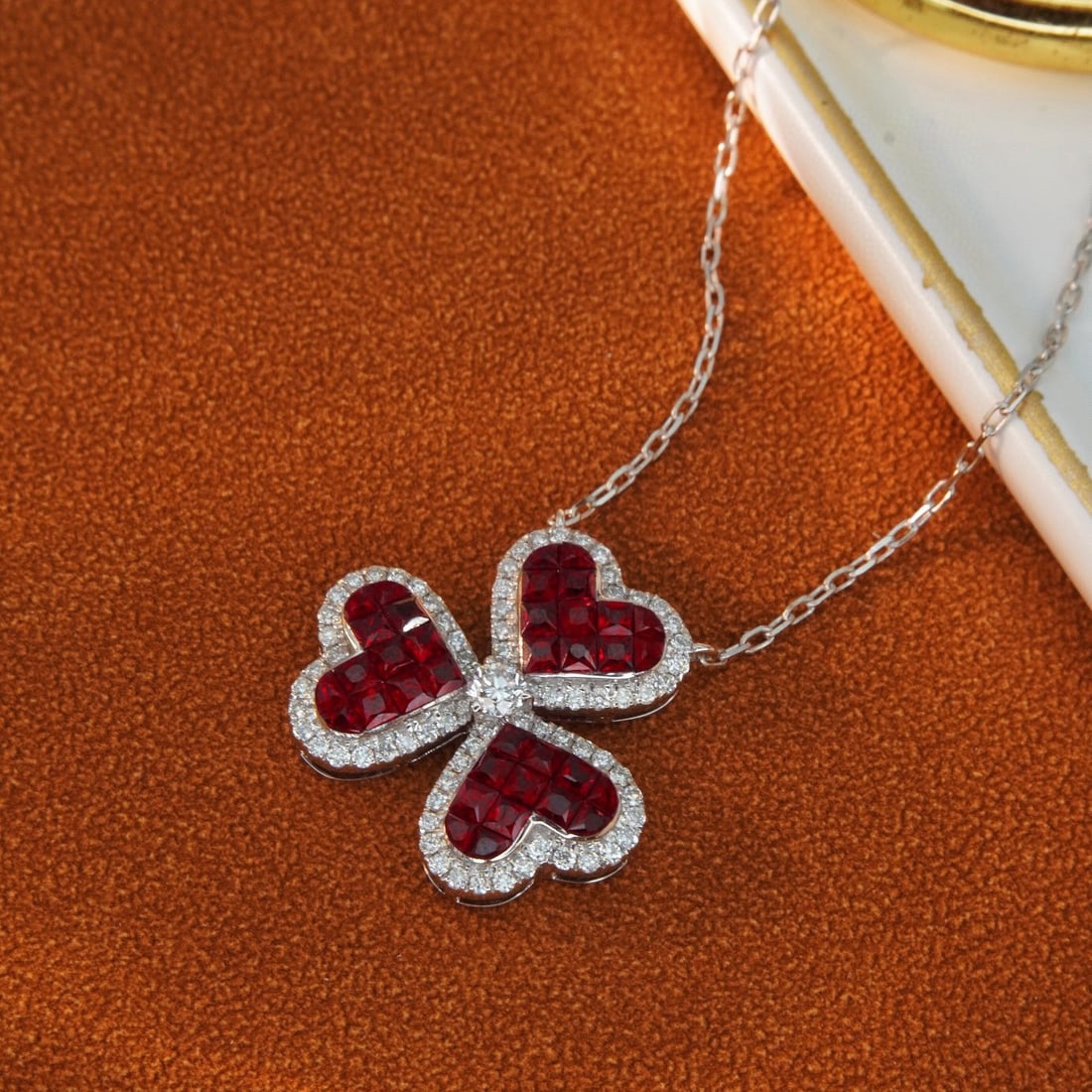 14k Gold 1.85 Ctw Natural Ruby & Diamond Necklace - 2