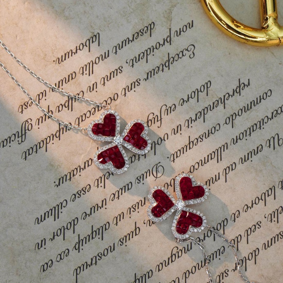 14k Gold 1.85 Ctw Natural Ruby & Diamond Necklace - 3